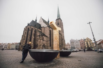 Tomáš Popp na náměstí Republiky v Plzni